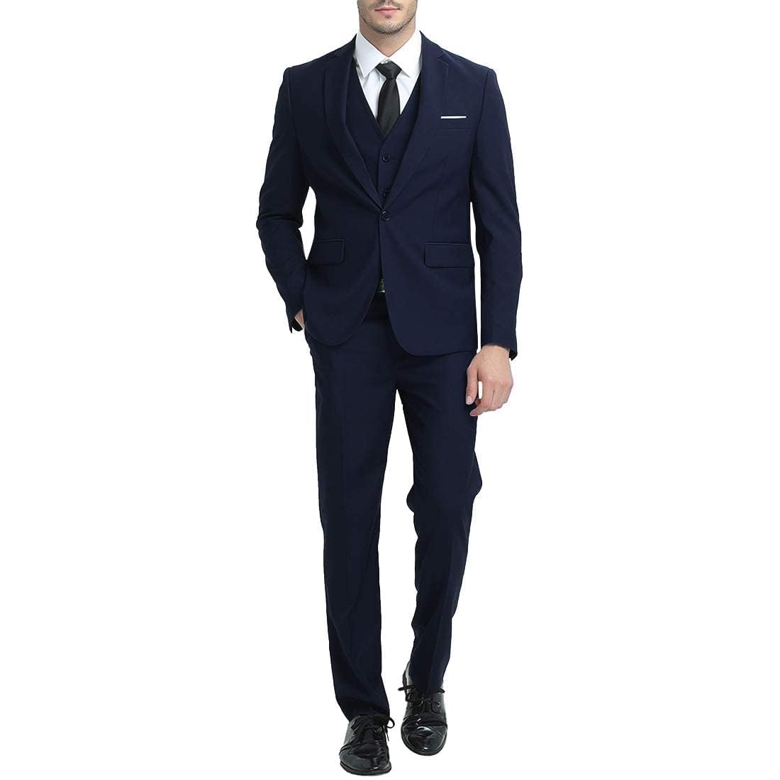 Cloudstyle Mens 3-Piece Suit Notched Lapel One Button Slim Fit Formal Jacket Vest Pants Set