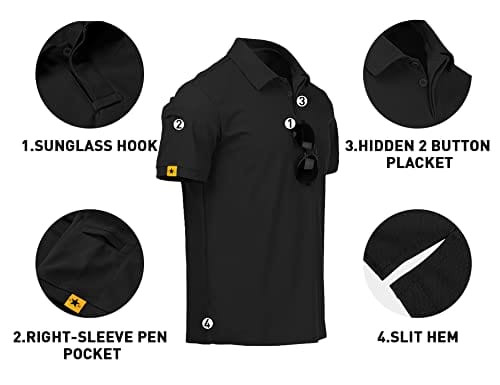 V VALANCH Mens Polo Shirts Short Sleeve Moisture Wicking Golf Polo Athletic Collared Shirt Tennis T-Shirt Tops