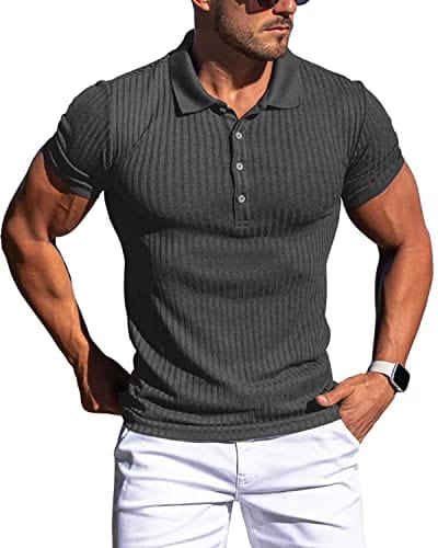 Muscle Polo Shirts for Men Slim Fit Short Sleeve Golf Shirts Men Dry Fit Shirts Casual Stylish Clothes