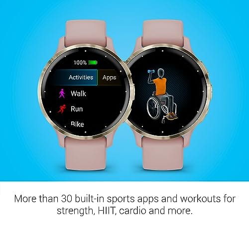 Garmin Venu 3 Slate Lunette en acier inoxydable Montre intelligente à écran tactile AMOLED de 1,4 pouces avec boîtier noir de 45 mm et bracelet en silicone 