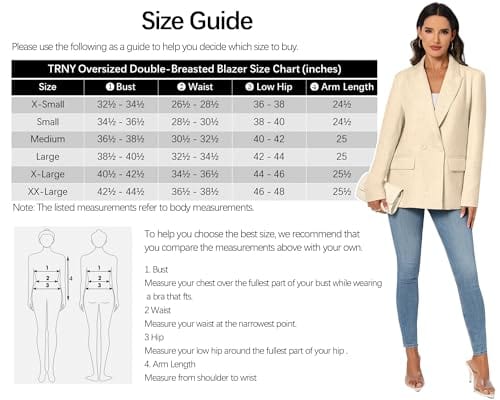 Women's Oversized Double-Breasted Suit Blazer Jacket Long Sleeve Casual Boyfriend Style Work Office Blazer with Pockets