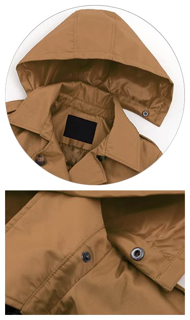 Chrisuno Trench-coat mi-long à double boutonnage pour femme avec ceinture et capuche amovible 