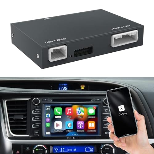 CARabc Adaptateur Carplay Android Auto sans fil pour Toyota avec Entune2.0 2014-2019, compatible avec Tundra/Highlander/RAV4/Tacoma/Camry/Corolla/Avalon/Prius/CH-R/Sienna, Argent 