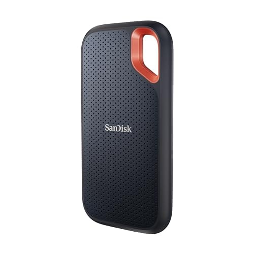 SanDisk SSD portable Extreme 2 To – Jusqu'à 1 050 Mo/s, USB-C, USB 3.2 Gen 2, résistance IP65 à l'eau et à la poussière, micrologiciel mis à jour – Disque SSD externe – SDSSDE61-2T00-G25 