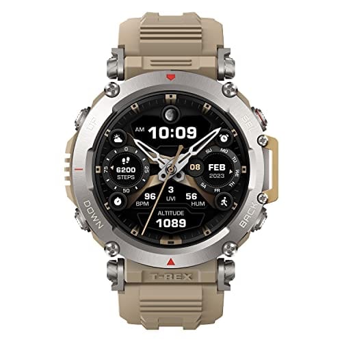 Reloj inteligente Amazfit T-Rex Ultra para hombre, duración de la batería de 20 días, buceo en apnea de 30 m, GPS de doble banda y soporte para mapas sin conexión, resistente al agua hasta 100 m, reloj deportivo para exteriores de grado militar, negro 