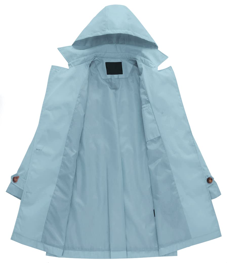 Chrisuno Trench-coat mi-long à double boutonnage pour femme avec ceinture et capuche amovible 