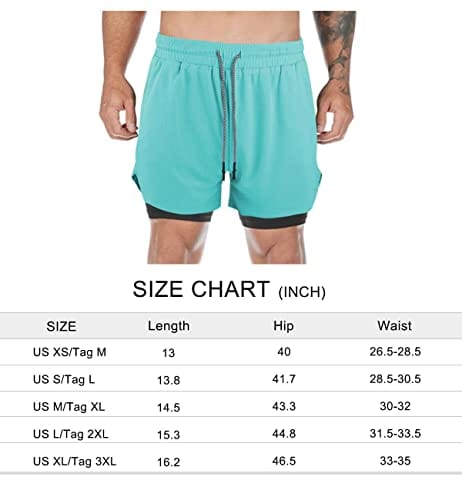 Surenow Mens Running Shorts，Workout Running Shorts for Men，2-in-1 Stealth Shorts，7-Inch Gym Yoga Outdoor Sports Shorts