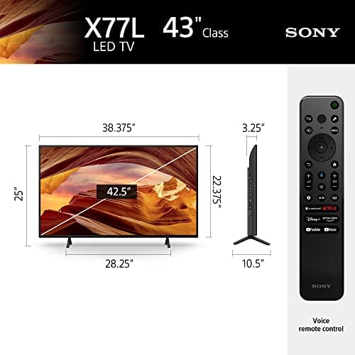 Sony 85 pouces 4K Ultra HD TV série X77L : LED Smart Google TV KD85X77L - modèle 2023, noir