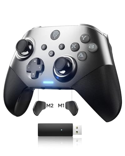 EasySMX Controlador inalámbrico para PC con disparadores Hall, joysticks Hall, controlador Bluetooth para PC, Switch y Steam, Android TV, Android Mobile y iPhone/iPad - Incluye una placa frontal intercambiable blanca 