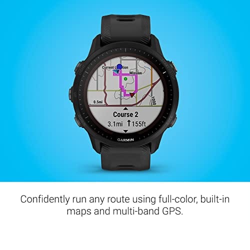 Garmin Forerunner® 955 Solar, reloj inteligente para correr con GPS y capacidad de carga solar, adaptado a triatletas, batería de larga duración, Whitestone 