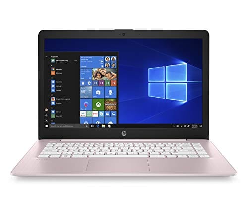 Computadora portátil HP Stream HD BrightView de 14", Intel Celeron N4120, 16 GB de RAM, 256 GB de almacenamiento (tarjeta USB de 128 GB Emmc+ de 128 GB), gráficos Intel UHD, cámara web de 720p, Wi-Fi, 1 año de Office 365, Win 11 S, dorado 