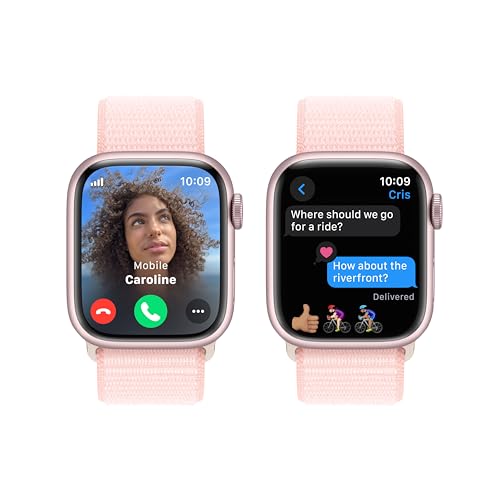 Apple Watch Series 9 [GPS + Cellular 45mm] Smartwatch con caja de Aluminio Rosa y Correa Deportiva Rosa M/L. Monitor de actividad física, aplicaciones de oxígeno en sangre y ECG, pantalla Retina siempre activa (renovada) 