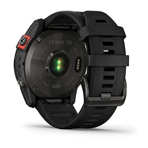 Garmin fenix 7S, reloj inteligente de aventuras de tamaño más pequeño, reloj resistente para exteriores con GPS, pantalla táctil, funciones de salud y bienestar, plateado con correa de grafito, 010-02539-00 