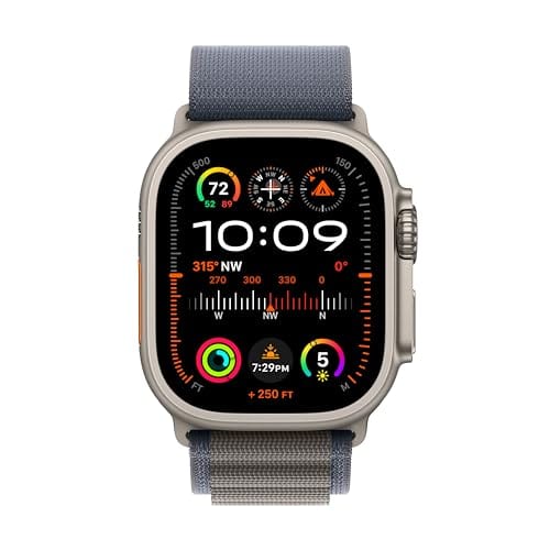 Montre intelligente Apple Watch Ultra 2 [GPS + Cellular 49 mm] avec boîtier en titane robuste et bracelet océan blanc. Tracker d'activité, GPS de précision, bouton d'action, durée de vie de la batterie extra longue, écran Retina lumineux 