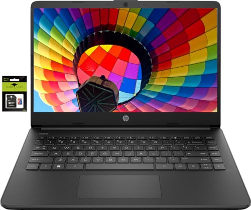 HP le plus récent ordinateur portable ultra léger de 14 po pour étudiants et entreprises, Intel Quad-Core N4120, 8 Go de RAM, 192 Go de stockage (64 Go eMMC + 128 Go Micro SD), 1 an Office 365, webcam, HDMI, WiFi, USB-A&amp;C, Win 11 S 