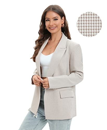 Women's Oversized Double-Breasted Suit Blazer Jacket Long Sleeve Casual Boyfriend Style Work Office Blazer with Pockets