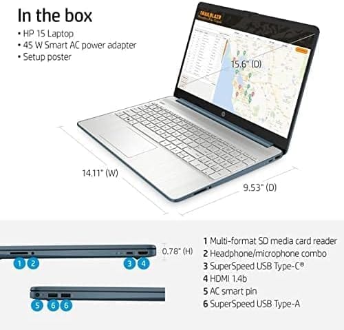 Laptop portátil HP de 15.6" (incluye 1 año de Microsoft 365), pantalla HD, procesador Intel Quad-Core N200, 16 GB de RAM, 128 GB de almacenamiento, Wi-Fi 5, cámara web, HDMI, teclado numérico, Windows 11 Home, rojo 