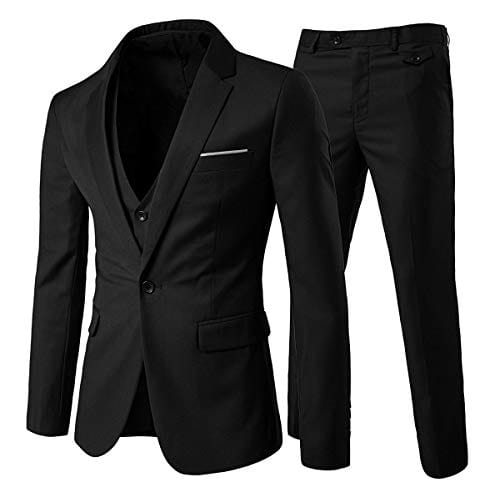 Cloudstyle Mens 3-Piece Suit Notched Lapel One Button Slim Fit Formal Jacket Vest Pants Set