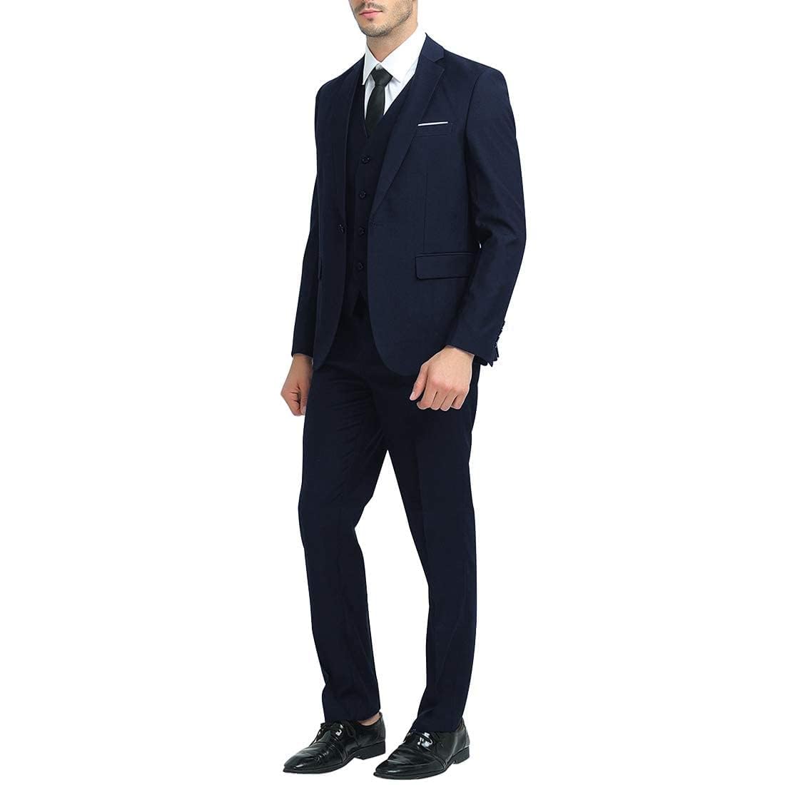 Cloudstyle Mens 3-Piece Suit Notched Lapel One Button Slim Fit Formal Jacket Vest Pants Set