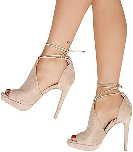 Womens Peep Toe Tie Lace Up Platform High Heels Sexy Stilettos Dress Sandals Wedding Pumps Shoes Xpress