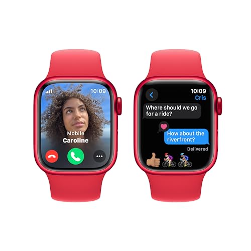 Reloj inteligente Apple Watch Series 9 [GPS + Cellular 45 mm] con caja de aluminio plateada y correa deportiva azul invierno. Monitor de actividad física, aplicaciones de ECG, pantalla Retina siempre activa, carbono neutro 