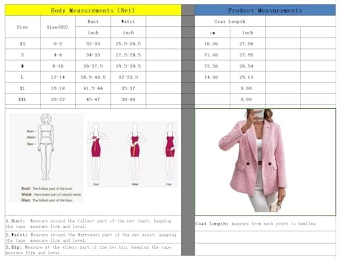 chouyatou Women's Double Breasted Tweed Blazer Jacket Business Casual Dressy Blazer Office Work Suits