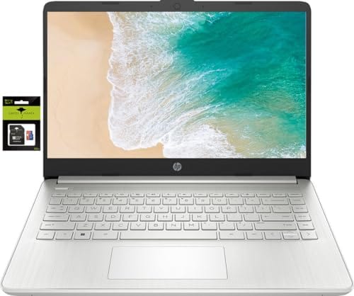 HP le plus récent ordinateur portable ultra léger de 14 po pour étudiants et entreprises, Intel Quad-Core N4120, 8 Go de RAM, 192 Go de stockage (64 Go eMMC + 128 Go Micro SD), 1 an Office 365, webcam, HDMI, WiFi, USB-A&amp;C, Win 11 S 