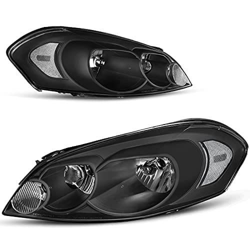 AUTOSAVER88 Conjunto de faros delanteros compatible con Chevy Impala 06 07 Chevy Monte Carlo 2006-2013, luz de conducción de repuesto, carcasa cromada, reflector ámbar, lente transparente 