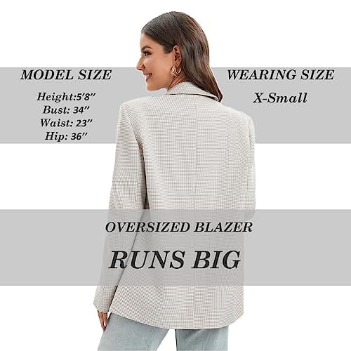 Women's Oversized Double-Breasted Suit Blazer Jacket Long Sleeve Casual Boyfriend Style Work Office Blazer with Pockets