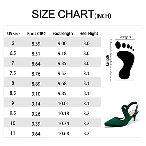 mysoft Women's Pumps 2 inch Low Heel Pointed Toe Slingback Wedding Party Dress Shoes