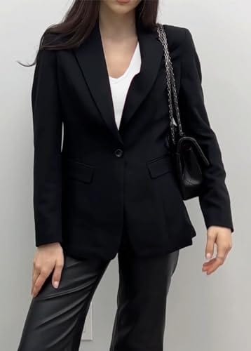 Blazer de oficina para mujer, con un botón, solapa con muescas, para negocios, esmoquin, informal, chaqueta, traje pequeño