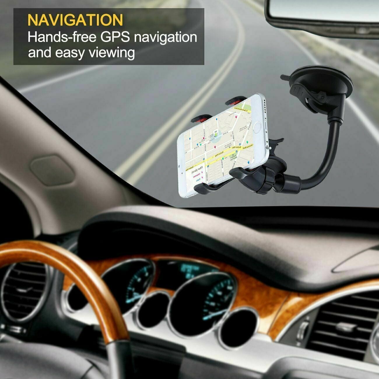 360 Car Rearview Mirror Rotation Adjustable Phone Holder Mount Multifunction.