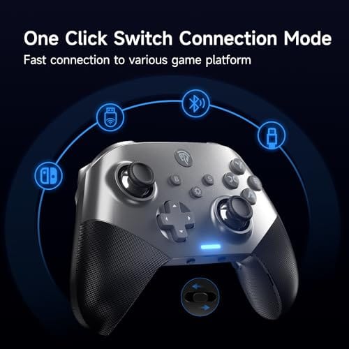 EasySMX Controlador inalámbrico para PC con disparadores Hall, joysticks Hall, controlador Bluetooth para PC, Switch y Steam, Android TV, Android Mobile y iPhone/iPad - Incluye una placa frontal intercambiable blanca 