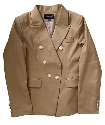 Womens Double Breasted Military Style Blazer Ladies Coat Jacket