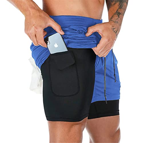 Surenow Mens Running Shorts，Workout Running Shorts for Men，2-in-1 Stealth Shorts，7-Inch Gym Yoga Outdoor Sports Shorts