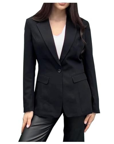 Blazer de oficina para mujer, con un botón, solapa con muescas, para negocios, esmoquin, informal, chaqueta, traje pequeño