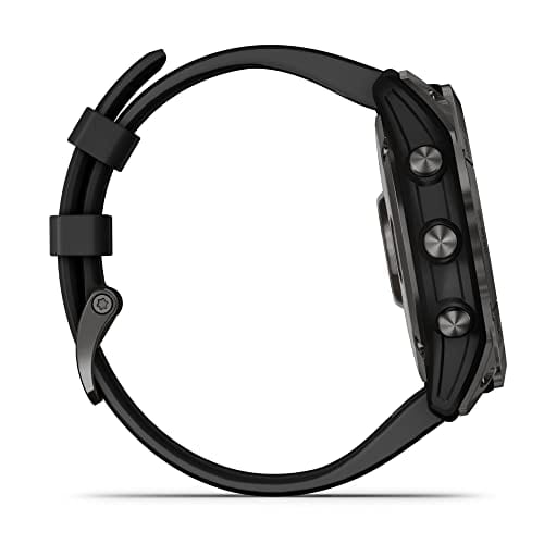 Garmin fenix 7S, montre intelligente d'aventure de petite taille, montre d'extérieur robuste avec GPS, écran tactile, fonctionnalités de santé et de bien-être, argent avec bracelet graphite, 010-02539-00 