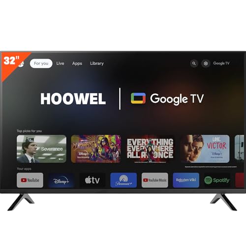 TV intelligente 32 pouces avec LED Google TV, assistant Google intégré avec télécommande vocale, compatible avec Bluetooth, streaming TV HD 768p (noir) 