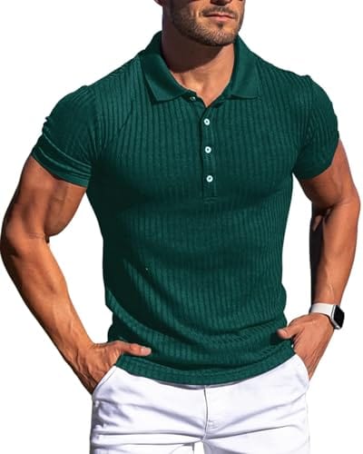 Muscle Polo Shirts for Men Slim Fit Short Sleeve Golf Shirts Men Dry Fit Shirts Casual Stylish Clothes