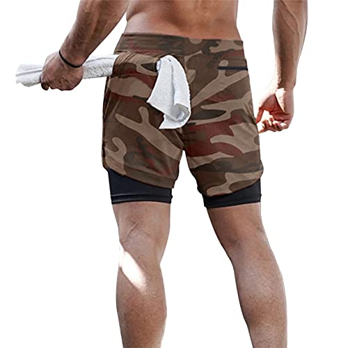 Surenow Mens Running Shorts，Workout Running Shorts for Men，2-in-1 Stealth Shorts，7-Inch Gym Yoga Outdoor Sports Shorts