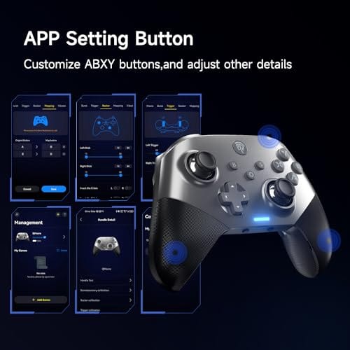 EasySMX Controlador inalámbrico para PC con disparadores Hall, joysticks Hall, controlador Bluetooth para PC, Switch y Steam, Android TV, Android Mobile y iPhone/iPad - Incluye una placa frontal intercambiable blanca 