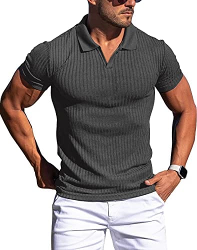 Muscle Polo Shirts for Men Slim Fit Short Sleeve Golf Shirts Men Dry Fit Shirts Casual Stylish Clothes