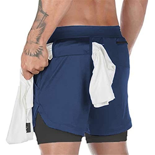 Surenow Mens Running Shorts，Workout Running Shorts for Men，2-in-1 Stealth Shorts，7-Inch Gym Yoga Outdoor Sports Shorts