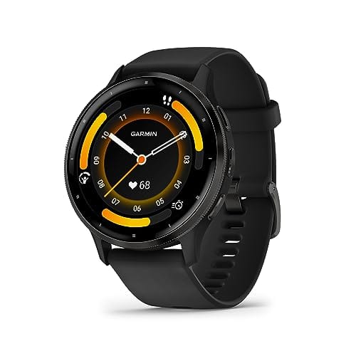 Garmin Venu 3 Slate Bisel de acero inoxidable Pantalla táctil AMOLED de 1,4 pulgadas Reloj inteligente con caja negra de 45 mm y correa de silicona 