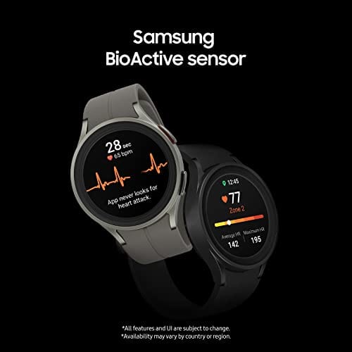 Montre intelligente Samsung Galaxy Watch 5 Pro 45 mm avec GPS, fréquence cardiaque, suivi de la condition physique - Titane, verre saphir, batterie améliorée 