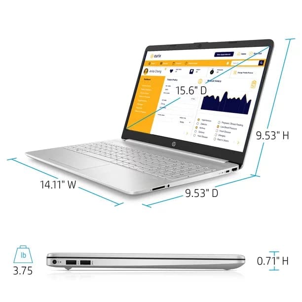 Portátil HP, pantalla táctil HD de 15,6", procesador Intel Core i3-1115G4, 32 GB de RAM, SSD PCIe de 1 TB, cámara web, tipo C, HDMI, lector de tarjetas SD, Wi-Fi, Windows 11 Home, plateado 