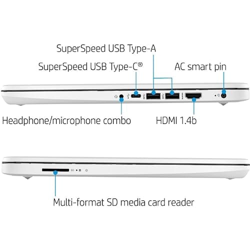 Ordinateur portable HP, étudiant et professionnel, écran HD 14", Intel Quad-Core N4120, 16 Go de RAM DDR4, 64 Go eMMC, 1 an Office 365, webcam, RJ-45, HDMI, Wi-Fi, Windows 11 Famille, Argent 