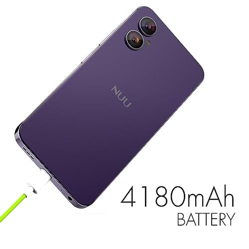 NUU A15 Cell Phone 4GB + 128GB, Unlocked for Mint, Metro, T-Mobile, Qlink and More, Perfect for Teenagers, Dual SIM 4G, Octa-Core Helio G36 2.2GHz 6.5" HD+, Android 13, Purple, US Warranty