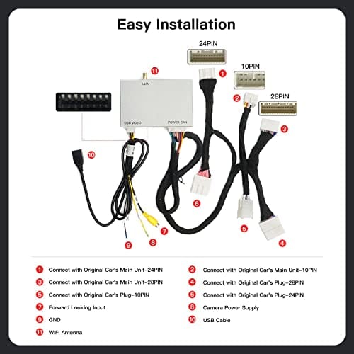 CARabc Adaptateur Carplay Android Auto sans fil pour Toyota avec Entune2.0 2014-2019, compatible avec Tundra/Highlander/RAV4/Tacoma/Camry/Corolla/Avalon/Prius/CH-R/Sienna, Argent 