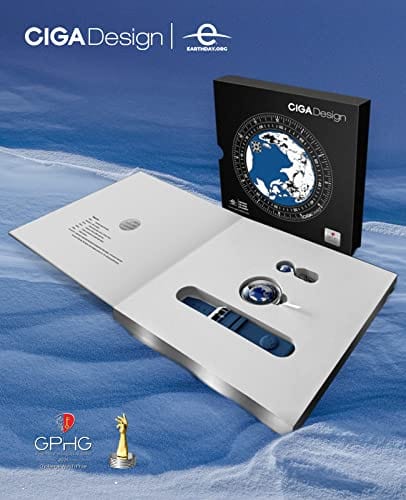 CIGA Design Reloj mecánico automático Serie Blue Planet U Caja de acero inoxidable/titanio/cerámica Cristal de zafiro Caucho fluorado/Correa de cerámica Relojes Regalos para hombres y mujeres 